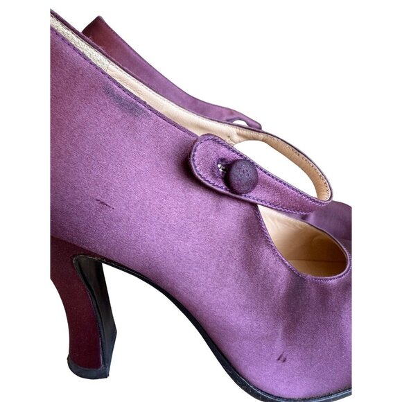 Prada Mary Jane 38 Heels Purple Satin Silk Vintage 1994 - Picture 6 of 14